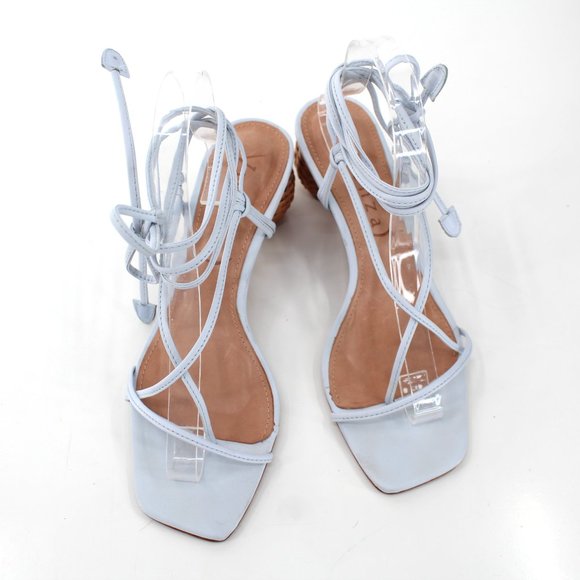 Vincenza Shoes Leather Wrap Woven Ball Heel Thong Sandal Sky Blue EUR 40/US 9 - Picture 3 of 13